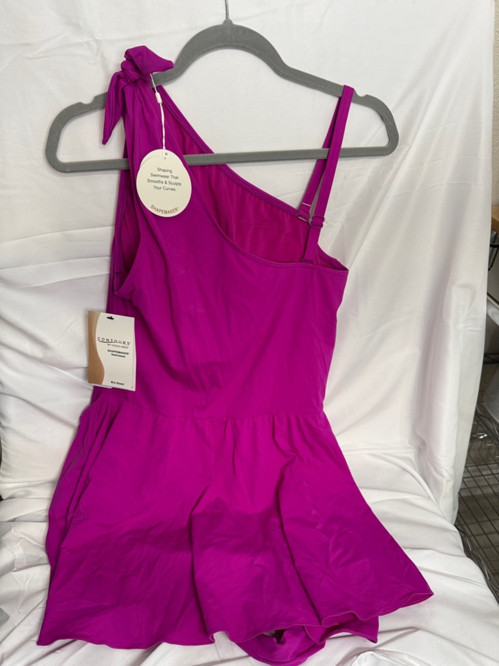 Coco Reef One-Shoulder Magenta Swimdress